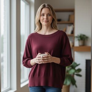 #425 Cleo Deep Red Knit Top